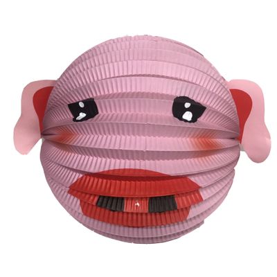 Lampion varken - 20 cm - roze - papier