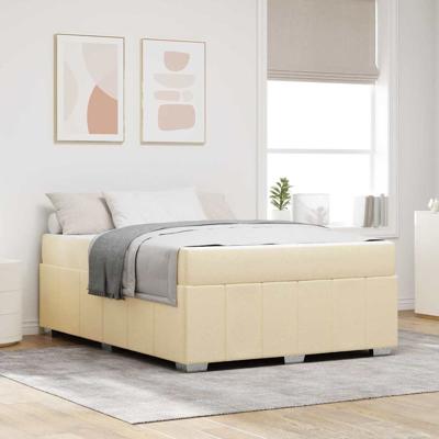 Bedframe met matras Crème 160 x 200 cm Stof