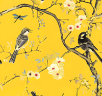 Lente ontwerp behang geel