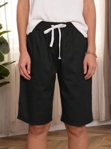 Lace Up Elastic Waistband Loose Shorts