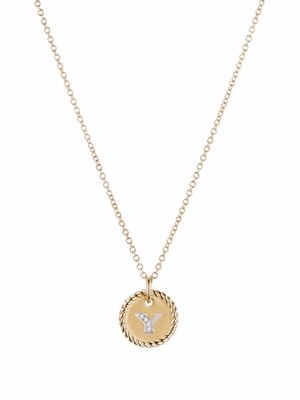 David Yurman collier en or 18ct à pendentif Initial Y orné de diamants