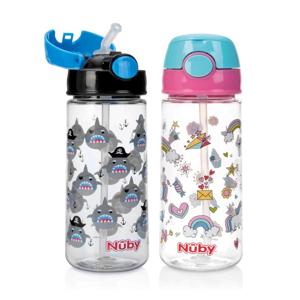 Nuby Beker met zacht rietje drukknop 540ml 4+ jaar