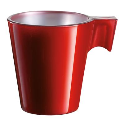 1x Lumicarc Espresso kopjes - rood metallic - koffiekopjes van 80 ml - 6 x 5.5 cm