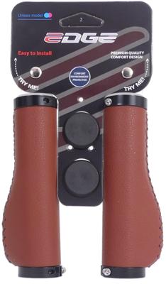 Handvatset Edge Leer incl Lockring - camel brown- 135/135mm (winkelverpakking)
