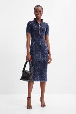 Midi-jurk met rits - BLUE - XS Midi-jurk met rits - BLUE - XS