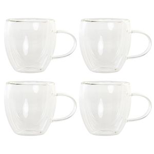 Koffieglazen dubbelwandig - set 4x - cappuccino glazen - 250 ml