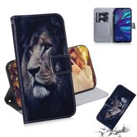Leeuw patroon gekleurde tekening horizontale Flip lederen case voor Huawei Y7 Prime (2019)/Y7 Pro (2019)/genieten van 9 met houder & card slots & por