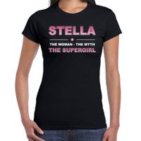 Naam cadeau t-shirt / shirt Stella - the supergirl zwart voor dames 2XL  -