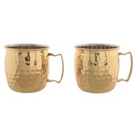 Set van 2 mokken Home ESPRIT Gouden Loft 480 ml (2 Stuks)