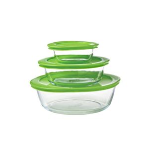 Pyrex - Cook & Store Ronde Ovenschaal Met Deksel - Set van 3 Stuks - Glas - Pyrex