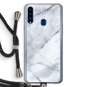Witte marmer: Samsung Galaxy A20s Transparant Hoesje met koord