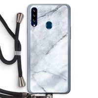 Witte marmer: Samsung Galaxy A20s Transparant Hoesje met koord