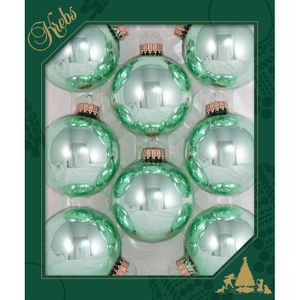 Krebs Kerstballen - 8x st - groen - 7 cm - glas - seafoam mintgroen   -