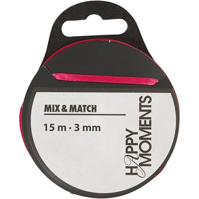 Creativ Company Satijnlint, b: 3 mm, roze, 15 m/ 1 rol