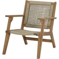 Lage fauteuil in FSC Acaciahout en gevlochten hars - 1 persoons - Merida - Olijfgroen - thumbnail