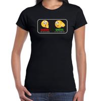 Apres ski t-shirt voor dames - skien/skiers - zwart - wintersport - thumbnail