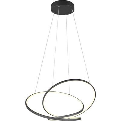 LED Hanglamp - Trion Alvin - 52W - Aanpasbare Kleur - Dimbaar - Rond - Mat Zwart - Metaal