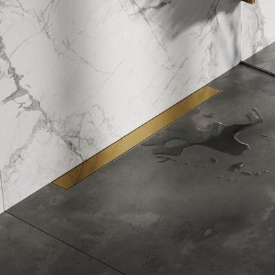 Brauer Douchegoot - 80x7.5cm - muurflens - tegelinlegrooster omkeerbaar - RVS - geborsteld goud DR-MRFW80GG