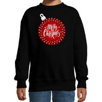 Foute kersttrui - sweater - voor kinderen - zwart - kerstbal Merry christmas - felle kleuren