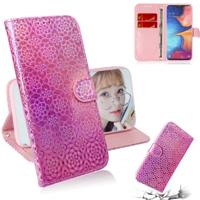 Voor Galaxy M30s effen kleur kleurrijke magnetische Buckle horizontale Flip PU lederen draagtas met houder & kaartsleuven & portemonnee & Lanyard (roz