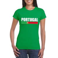 Portugal supporters kleding t-shirt - voor dames - groen - met vlag kleuren print - korte mouwen