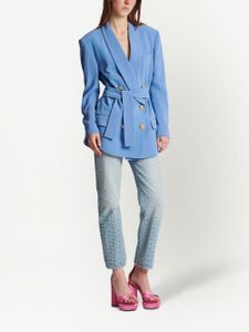 Balmain blazer croisé à taille ceinturée - Bleu