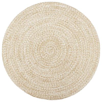 Vloerkleed handgemaakt 210 cm jute wit en bruin