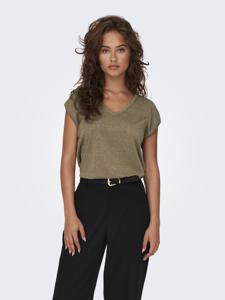 Only Onlsilvery S/s V Neck Lurex Top Jrs Noos T-shirts Falcon Tone In Tone Lurex
