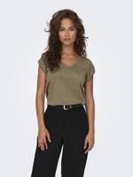 Only Onlsilvery S/s V Neck Lurex Top Jrs Noos T-shirts Falcon Tone In Tone Lurex