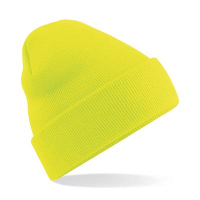 Beechfield Beanie Wintermuts - 100% soft Acryl - geel - Super soft - Brede omslag band - dames/ here