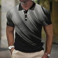 Voor heren POLO Shirt Wafel poloshirt Revers polo Polo's met knopen Golfshirt Verloop Grafische prints Geometrie Strijkijzer Zwart Wit Geel Leger Groen Rood Buiten Straat Korte mouw Afdrukken Kleding Lightinthebox