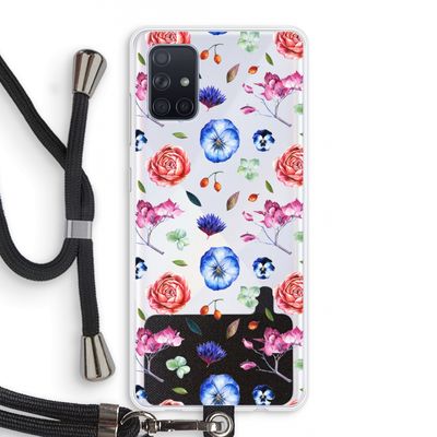 Bloemetjes: Samsung Galaxy A71 Transparant Hoesje met koord