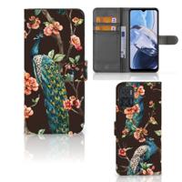 Motorola Moto E22 | E22i | Telefoonhoesje | Met pasjeshouder | Pauw met Bloemen
