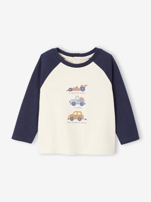 T-shirt baby met lange mouwen en een geplaatste print aan de voorkant marineblauw