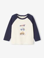 T-shirt baby met lange mouwen en een geplaatste print aan de voorkant marineblauw