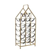 ITEM Wijnrek - 16 flessen - goud/zwart - metaal - staand - modern - stijlvol - 37 x 24 x 82 cm
