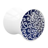 Double Flared Plug met Navy Mosaic Design Acryl Tunnels & Plugs