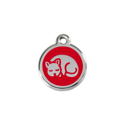 Kitten Red roestvrijstalen kattenpenning small/klein dia. 2 cm - Reddingo