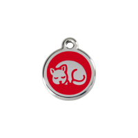 Kitten Red roestvrijstalen kattenpenning small/klein dia. 2 cm - Reddingo