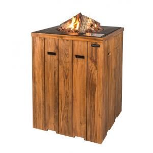 Cocoon vuurtafel teakhout statafel zwart