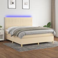 Boxspring met matras en LED stof crèmekleurig 160x200 cm