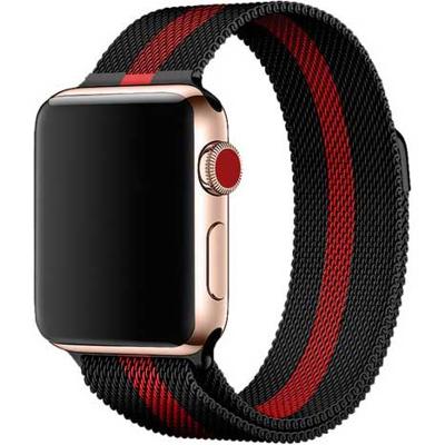 Apple Watch Milanese Band - Zwart Rood Gestreept - 38, 40, 41 & 42mm