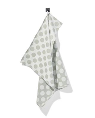 HEMA Theedoek 65x65cm Katoen Stippen Grijsgroen (groen)