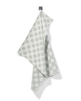 HEMA Theedoek 65x65cm Katoen Stippen Grijsgroen (groen)