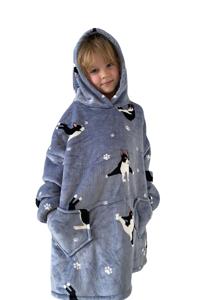 Plaid met mouwen - kind - fleece - jumping dogs - Badrock