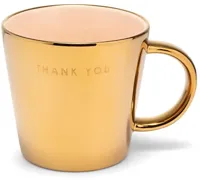 Vondels theekop keramiek thank you 10x11cm gold, ecru