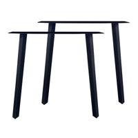 Stalen schuine zwarte tafelpoten 76 bij 10 cm en hoogte 72 cm (5 x 5 cm) - Set van 2 stuks
