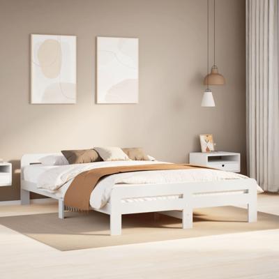 Bedframe zonder matras massief grenenhout wit 140x200 cm