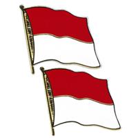 Pin broche van vlag Indonesie - 2x - 20 mm - metaal - landen supporters versiering