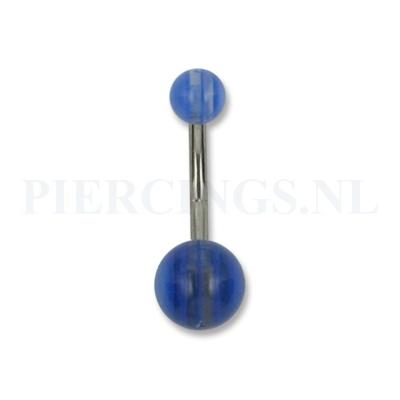 Navelpiercing acryl blauwe streepjes